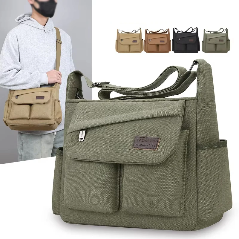 Men's crossbody bag, multi pocket design - large capacity shoulder bag - outdoor essentials, functional storage, city commuters
