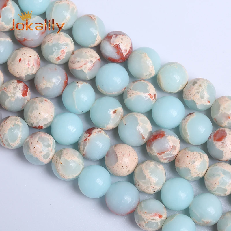 

Natural Stones Blue Shoushan Snakeskin Round Loose Spacer Beads for Jewelry Making Needlework DIY Bracelets