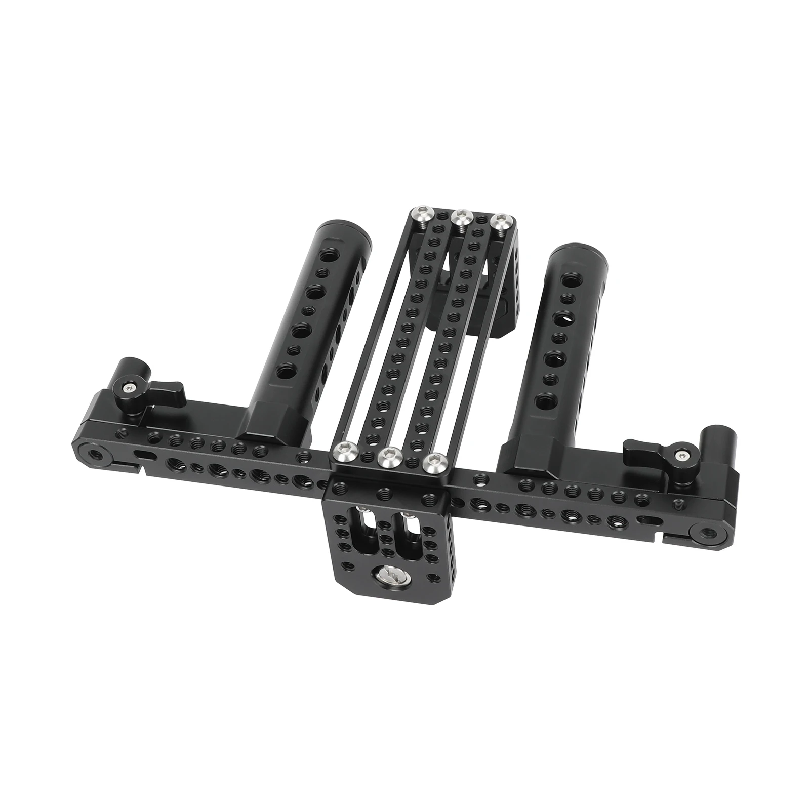 Camera Monitor Cage with  Height Adjustable Cheese Base Plate and Handgrips Fits