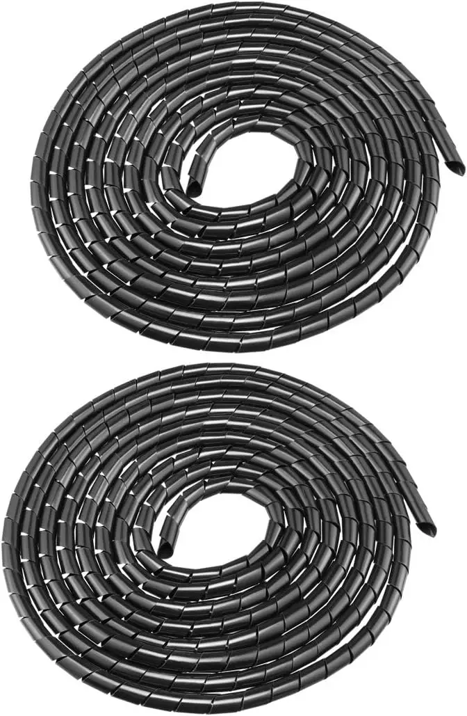

Keszoox 2pcs Spiral Wire Wrap Cable Wrap Cord 9/16-inch x 15ft Black PE Polyethylene Tubing for Computer Cable