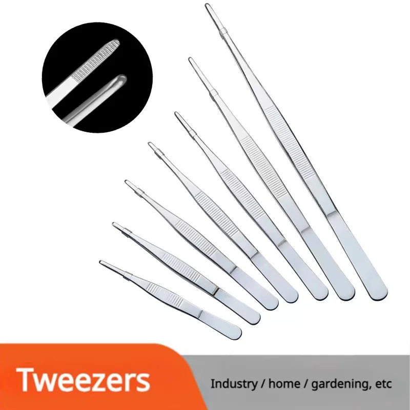 24 Medical Grade Stainless Steel Tweezers (Extra-Long)