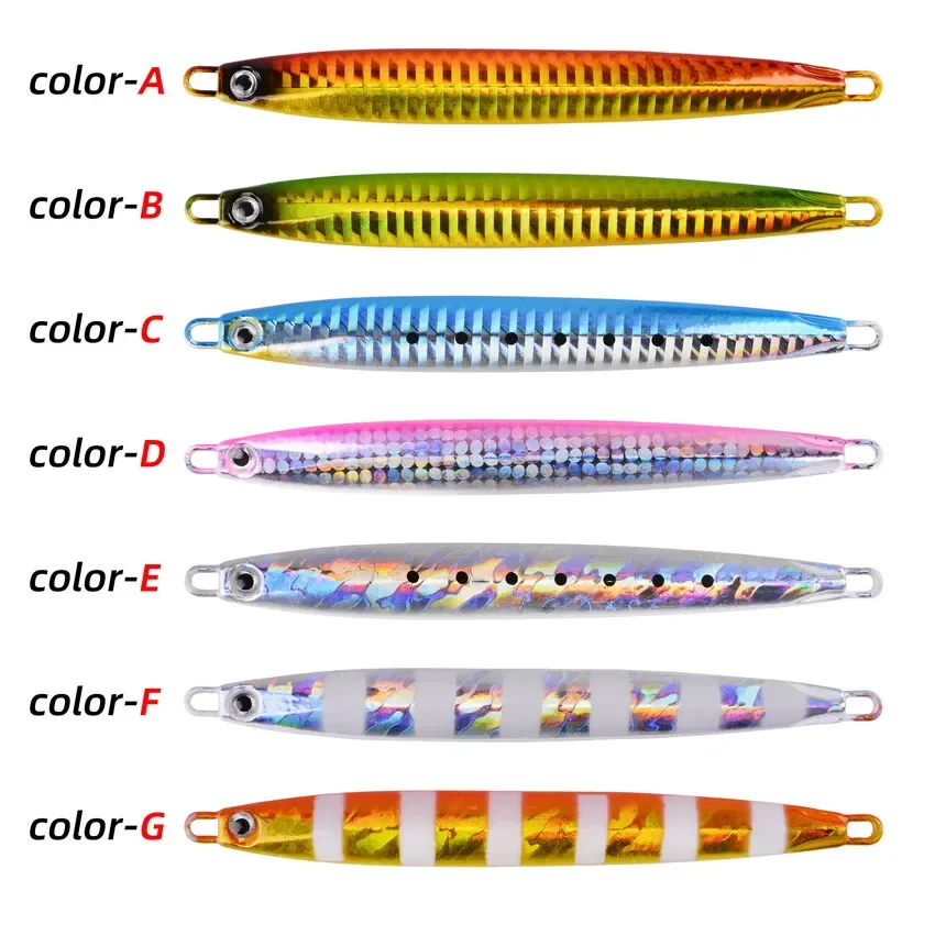 7PCS Super Slim SSZ Metal Casting Jigs 10G 20G 30G 40G Shore Drag Cast Jigging Spoon Sea Fishing Lure Artificial Bait Tackle