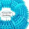 TPR Dog Squeaky Chew Toys For Aggressive Chewers Dental Teeth Mouth Cleaning Training Ring Toys 5.12 Inches Randomly Send 2
