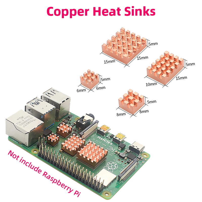 SET 3 dissipatori calore per Raspberry PI 2, 3 adesivi in allumino