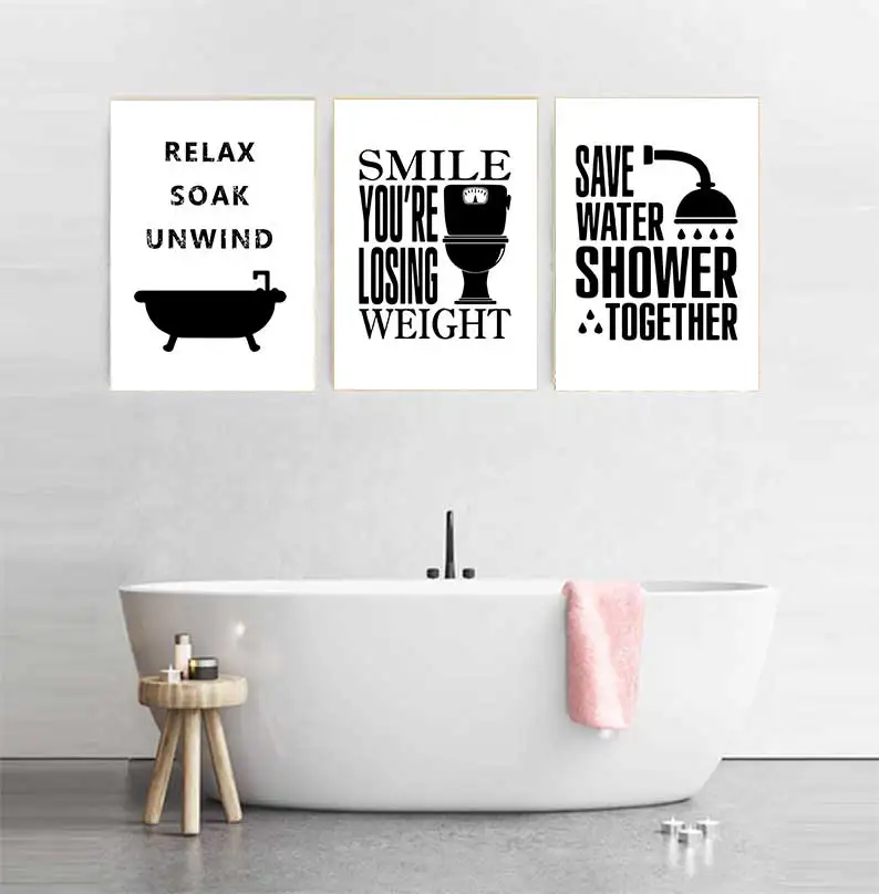Grappige badkamerregels posters prints toilet humor slechte geur schattige lijn muurkunst canvas schilderij voor badkamer woondecoratie 30 x 40 cm