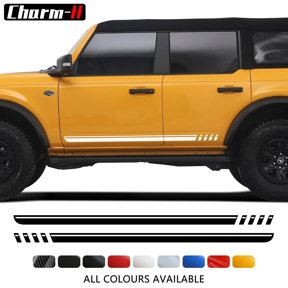 

2pcs Car Styling Racing Sport Stripes Door Side Body Decoration Decal Sticker for Ford Bronco U725 2021-Present