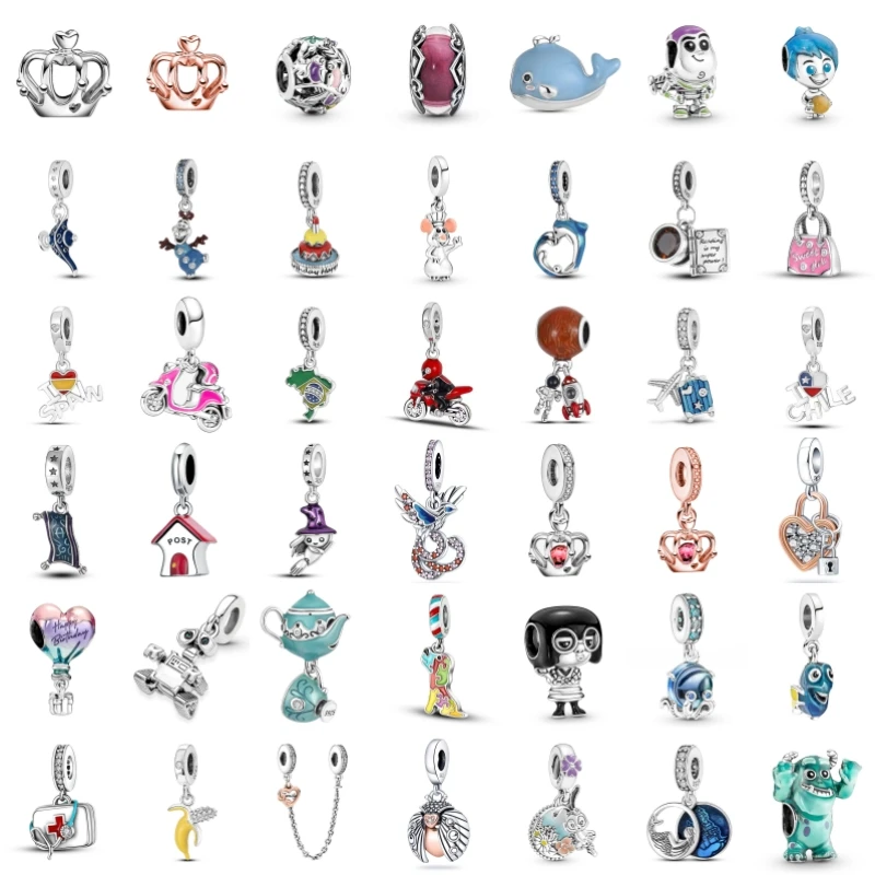 

New Fashion Charm Classic Motorcycle Crown Magic Carpet Robot Post Beads Suitable for Pandora Women's Bracelet Birthday Gift