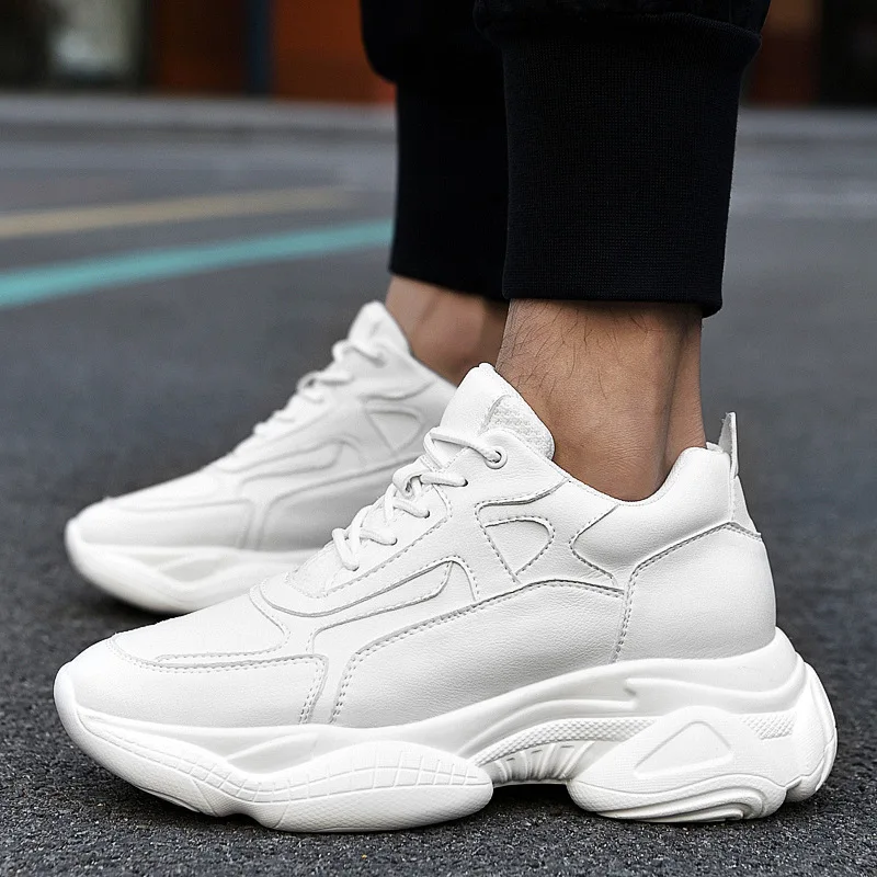 Men Invisible Height Increasing Sneakers Thick Sole Comfortable 6/8CM Elevator Casual Shoes Fashion Man Daddy Shoes Size 36-44 2