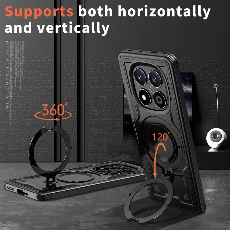 Xiaomi Poco X7 5G Shockproof Armor Case with Ring Holder and Magsafe Wireless Charging Compatibility