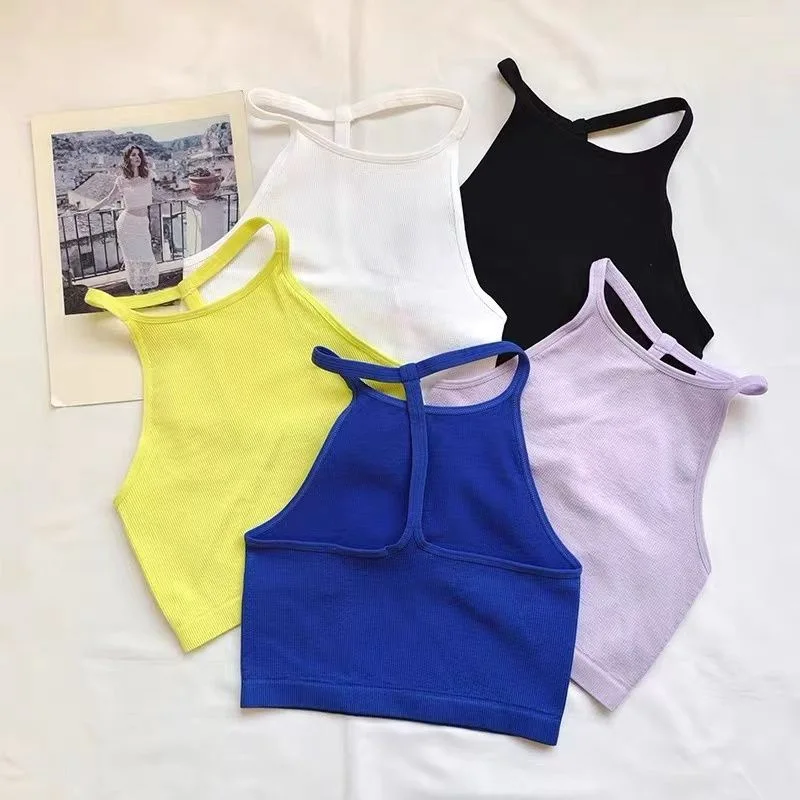 

Летняя майка для девочек, корейский топ с подвесным воротником для малышей, танцевальный кроп-топ в стиле хип-хоп, детская одежда с открытой спиной от 2 до 10 лет