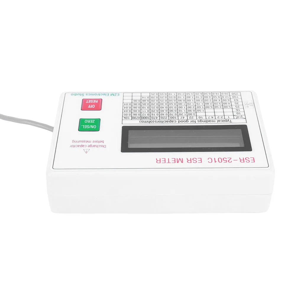 ESR Capacitor Tester Test In Circuit Capacitance Meter With Test Leads Clip Battery Circuit Tester Electrical Testing Meter 5