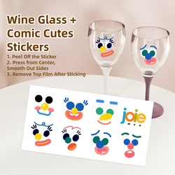 Collapsible Unbreakable Portable Wine Goblet for Parties and Outdoor Picnics (White n Stickers B)