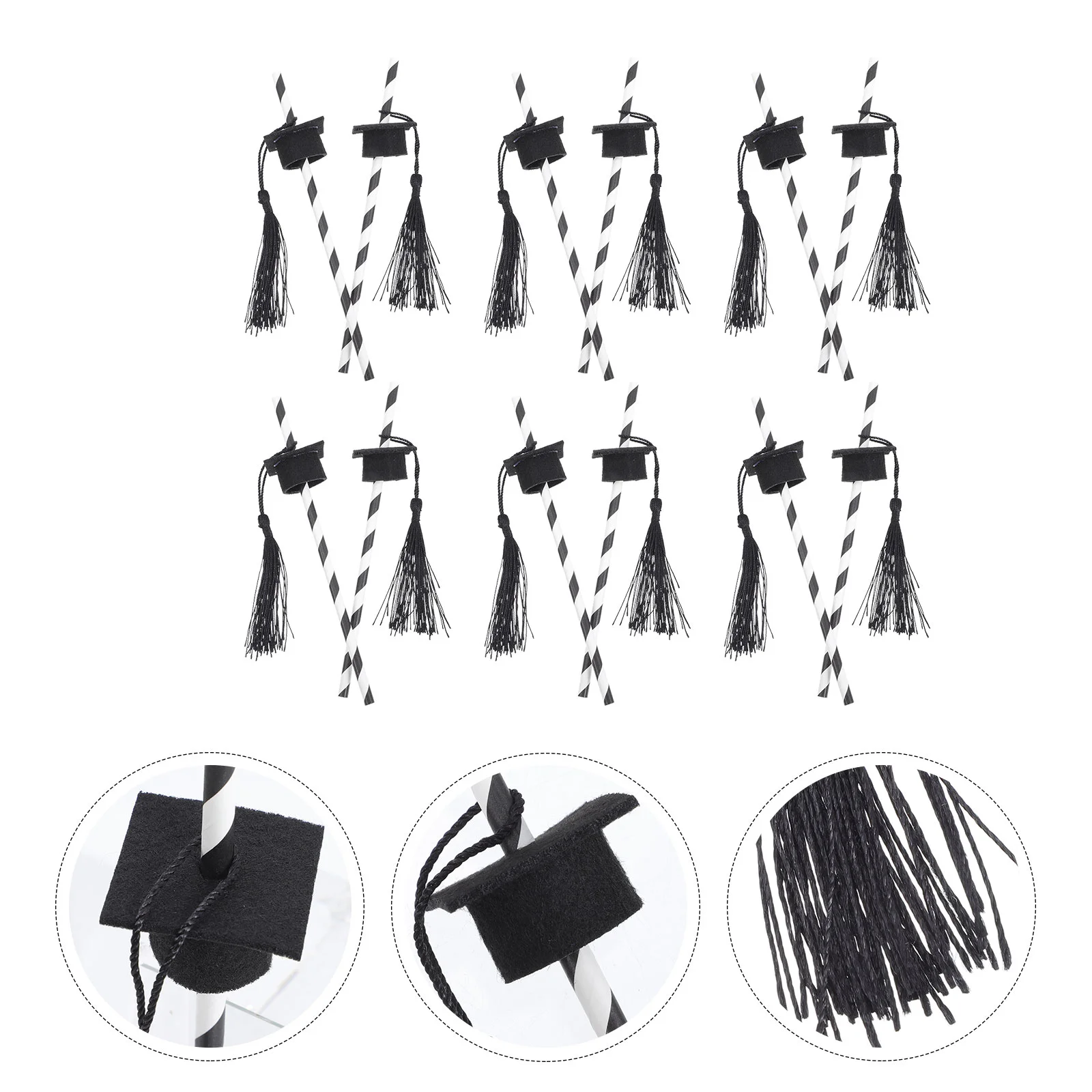 Paper Drinking Straws Graduation Cap Cocktail for Drinks Red Heart Confetti Party