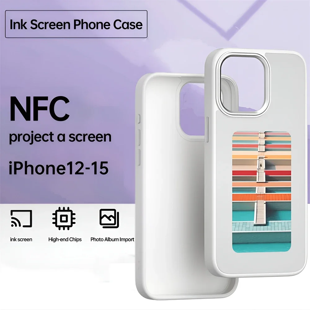NFC E-ink Screen Phone Case for IPhone 14 15 13 Pro Max DIY Smart