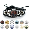 New Fashion Awen Symbol Icons Round Photos Snap Button Bracelets Men Black Leather Wrap Bracelet Handmade Jewelry Gift 1