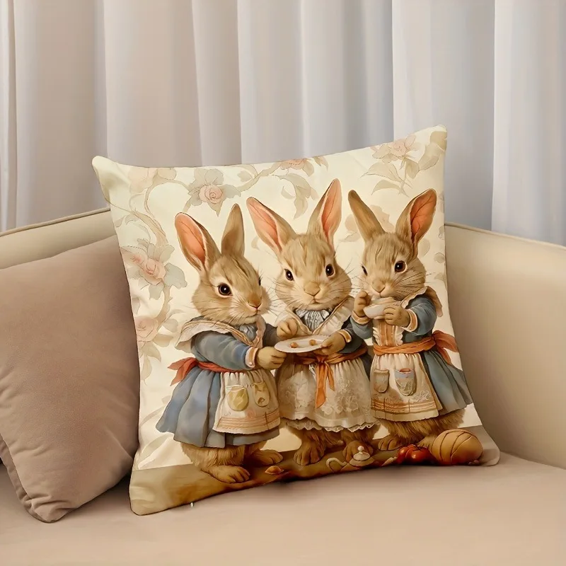 Easter decoration pillow cover rabbit pattern printing cushion cover living room sofa cushion cover bedroom home decoration gift 3