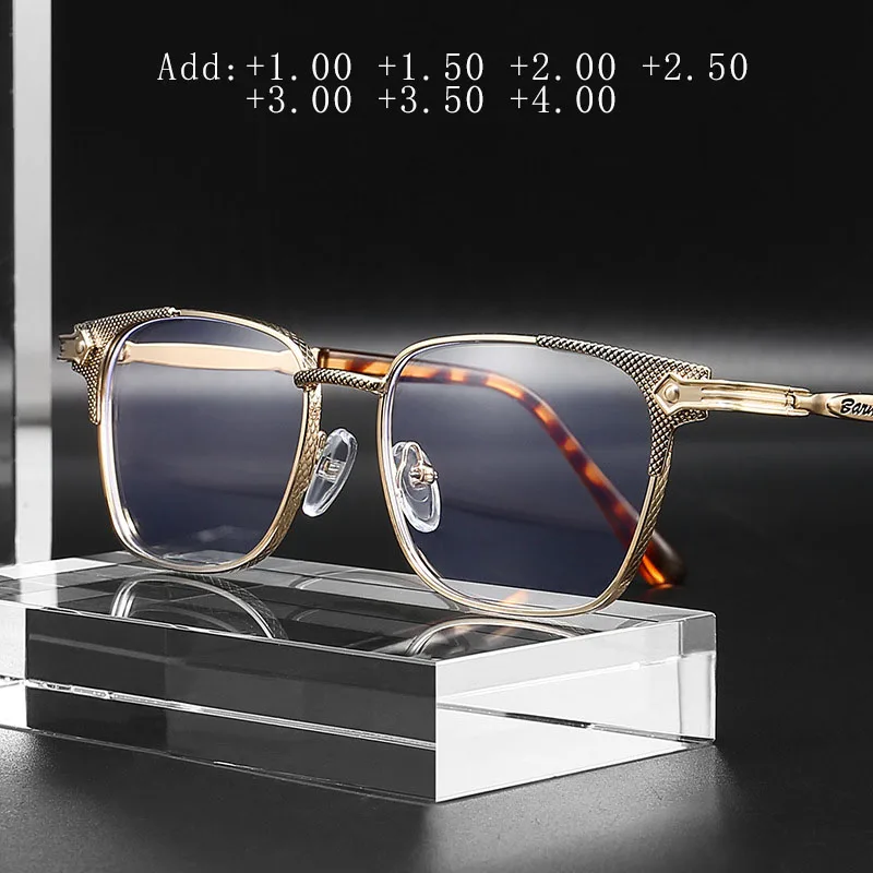 

HDCRAFTER Progressive Multifocal Anti blue Ray Reading Glasses Women Men Retro Prescription Presbyopic Glasses Add 1.0 2.0 3.0