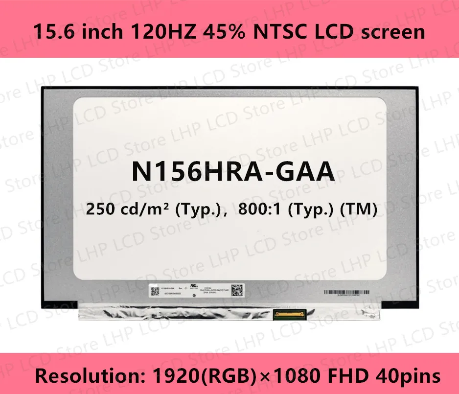 Display LCD 15,6" IPS FHD 120Hz Per Laptop - Compatibile Con LP156WFJ, Opaco, Connettore 40 Pin, Risoluzione 1920x1080