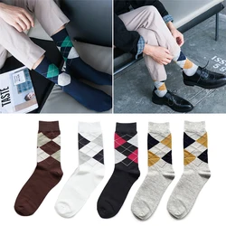1pair Fashion Hip Hop Crew Socks for Men Colorful Socks Art Casual 3D Print Plaid Striped Long Socks Mens Compression Sock
