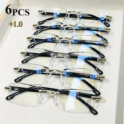 6 Pack Rimless Anti Blue Light Reading Glasses - +300 (6 pc black)