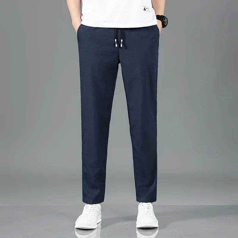 2024 Men's Sports Pants Spring Business Casual Loose Comfortable Drawstring Straight Pants Outdoor Fitness Jogger Men's Pants 3