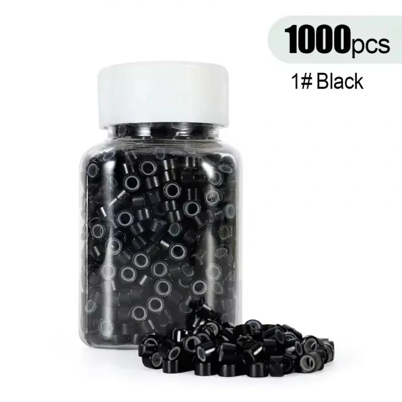 1000개 5*3*3.0mm 알루미늄 실리콘 마이크로 링 인모 연장용 링크 헤어 비즈 루프 I팁 헤어용 살롱 도구