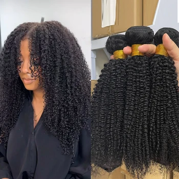 Afro Kinky Curly Bundles Human Hair Unprocessed Virgin Brazilian 4C Afro Kinky Curly Wave Human Hair Extensions Curly Weave 1