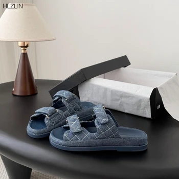 2026 Summer Women's Cool Shoes - New Style Denim Breathable, Comfortable, Lightweight, Anti-Slip Velcro Leisure Beach Shoes 1