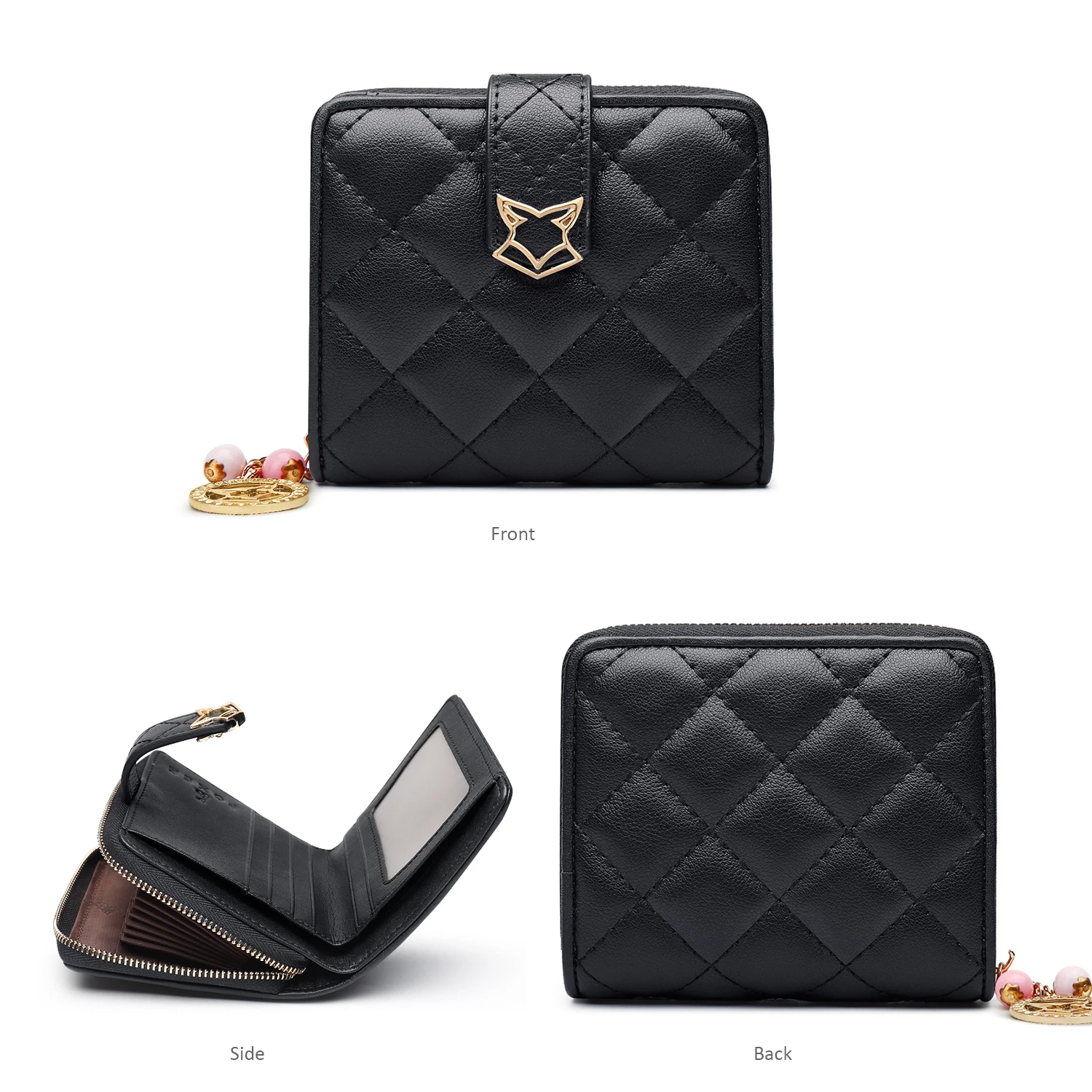 FOXER Brand Women Split Leather Short Wallet High Quality Multi