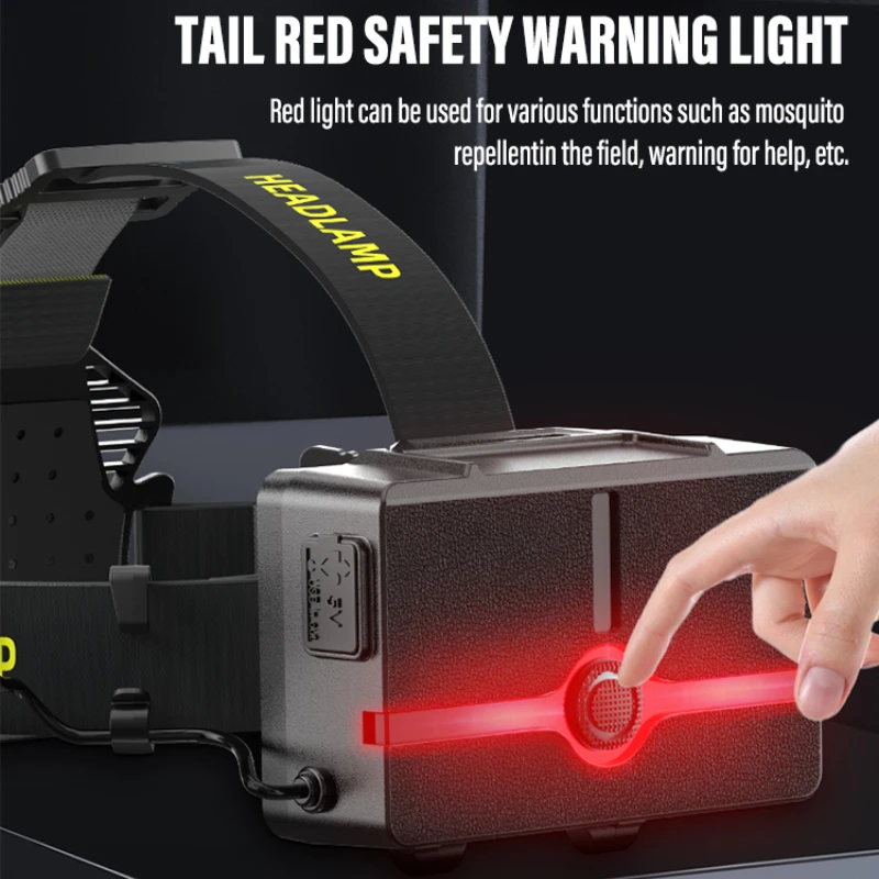Fishing Headlamp XHP360 High Power 90 &deg; Rechargeable Light Zoom Headlight Camping Hiking Led Flashlights Emergency Power Bank
