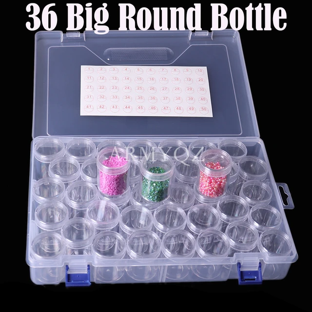 24/60 Grid Diamond Painting Storage Box Round Bottles Drill Beads