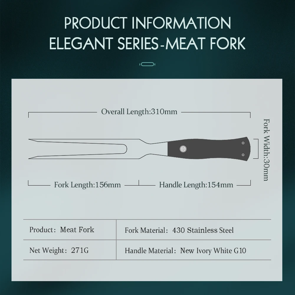 HEZHEN Elegant Series Meat Fork Barbecue Fork Kitchen Tools Kitchen Accessories BBQ Tools