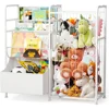 Kids Bookshelf and Stuffed Animal Storage - Multi-Function Nursery Book Shelves with Leather Toy Box and Display, Toy Organizer 1