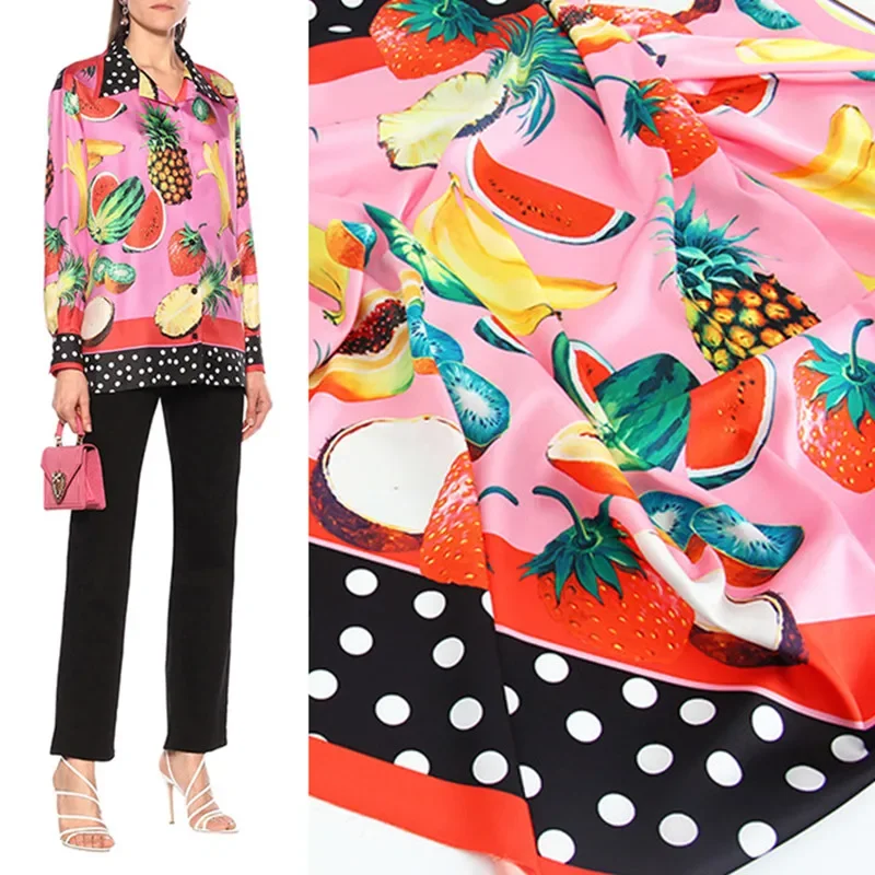 

Classic fruit series digital printing high-end fabric brand designer handmade sewing high-end dress clothing fabric