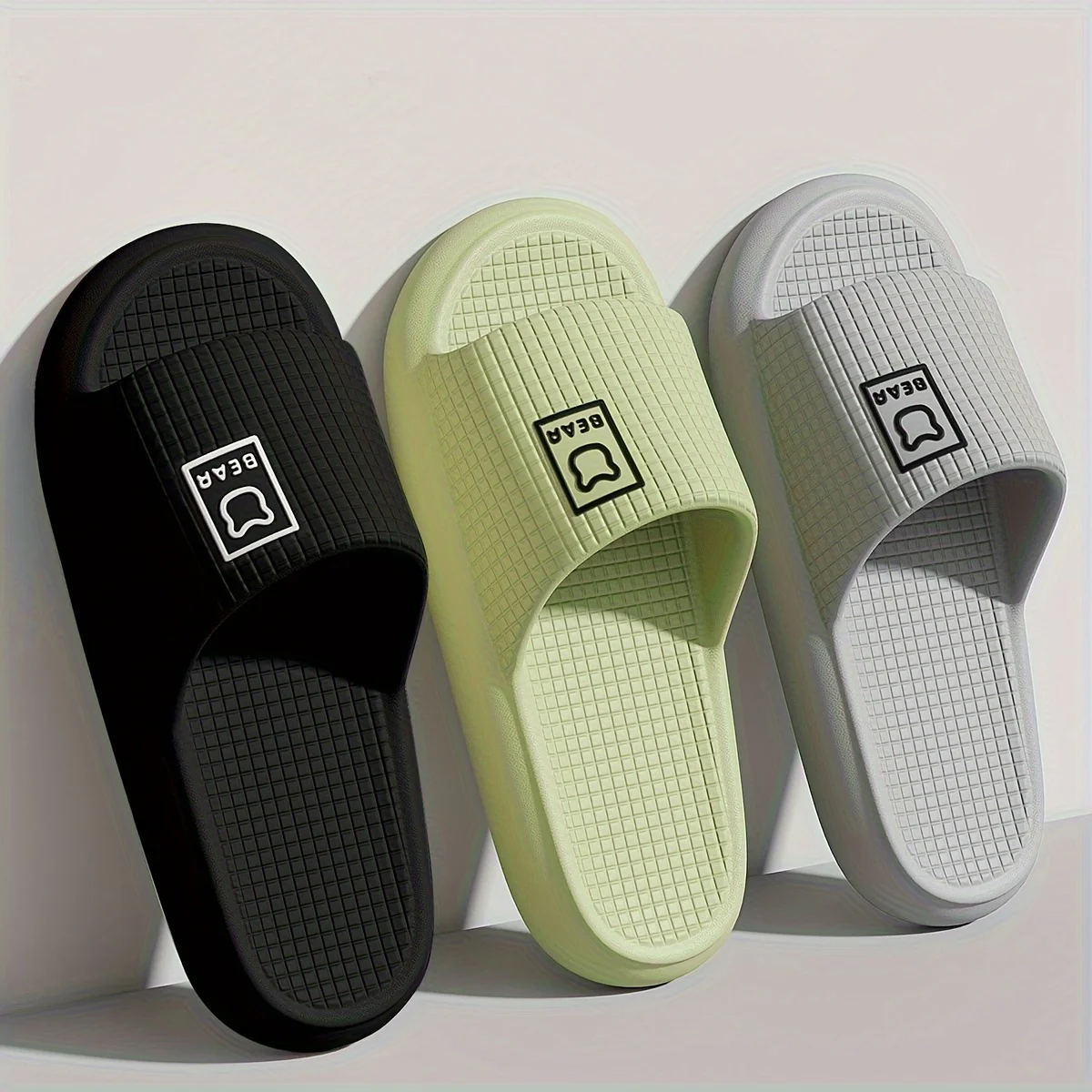 Plus Size 46-47 Men Slippers Sole EVA Indoor Open Toe Cartoon Bear Printing Women Flip Flops Beach Slides Flat Sandals Slides eva slippers eva sandals fashion slippers beach sandals beach slippers
