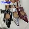 Big Size 43 Female Slingback Pointed Toe Ladies Flats Shoes 2025 Luxury Buckle Footwear Fashion Shallow Women Flat With Shoes 1