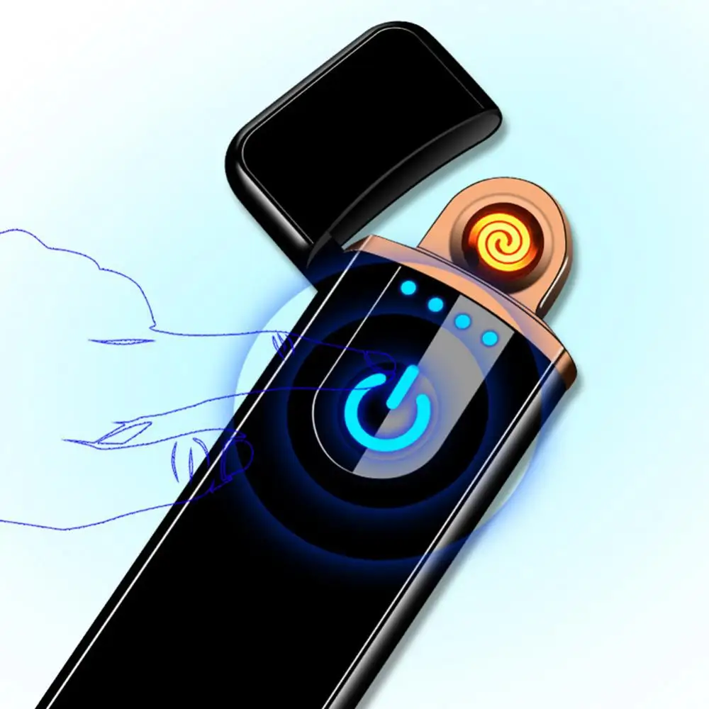 Cigarette Lighter USB Rechargeable Windproof Touch-sensing Cigarette Lighter Collectible Men Gift