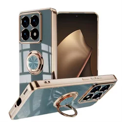 Plating Magnetic Ring Phone Case - Sleek and Protective Back Cover with Enhanced Grip - Xiaomi 14 (Gray)