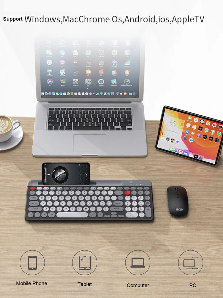 teclado sem fio bluetooth mouse de tamanho completo mini teclado conjunto para computador portátil tv ipad macbook android mouse sem inalámbrico