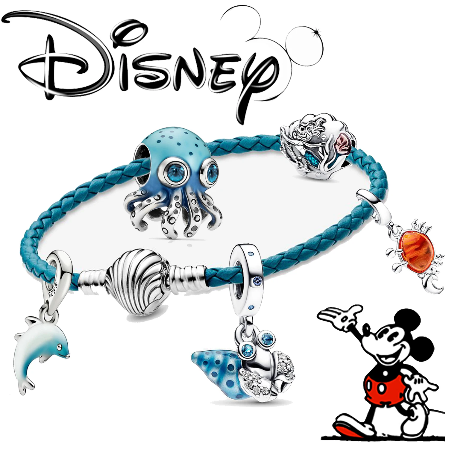 

2024 New Sterling Silver Charm Fit Original 925 Bracelet Turtle Octopus Ocean Series Charm Beads DIY Women Jewelry Gift