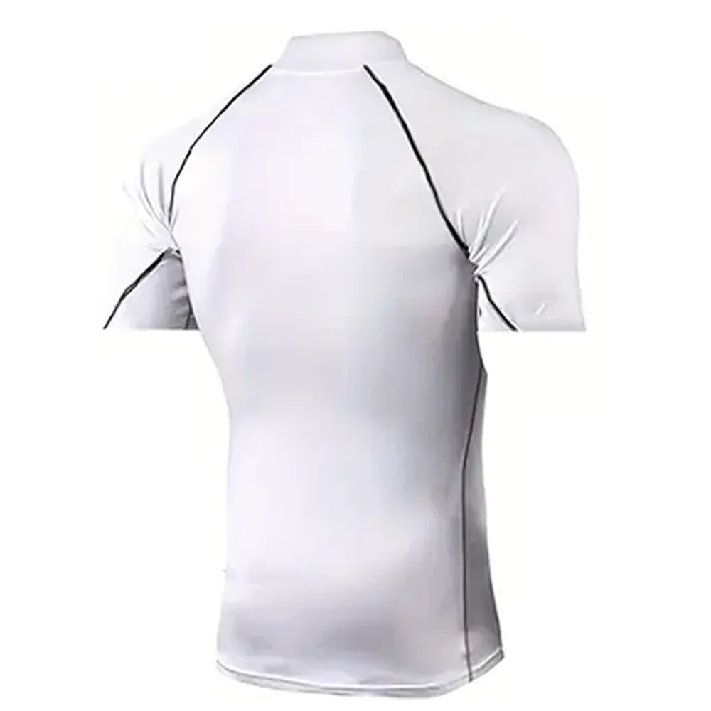 T-shirt Sportiva da Uomo a Maniche Corte, Asciugatura Rapida, per Bodybuilding e Corsa, Top a Compressione, Maglietta da Palestra, Rashguard Aderente per Fitness - immagine 3