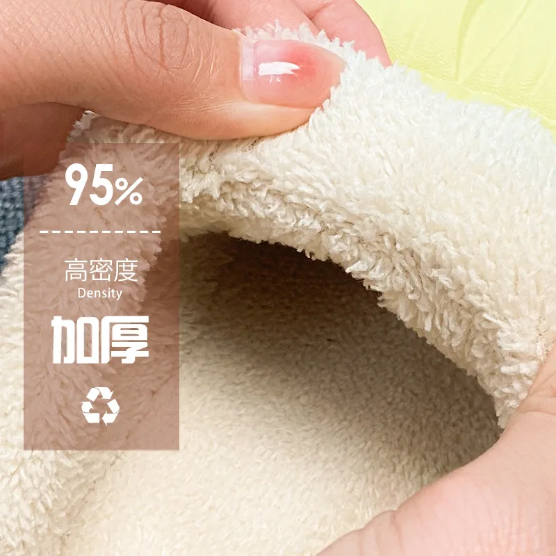 Men Slippers Winter Home Furry Slippers Women Color Patchwork Cotton Slipper Female Home Slippers Indoor Non-Slip Plush Slides