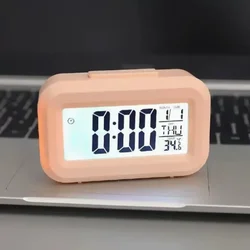 Sleek LED Digital Alarm Clock with Calendar & Temperature Display for Home and Office Decor (Pink)