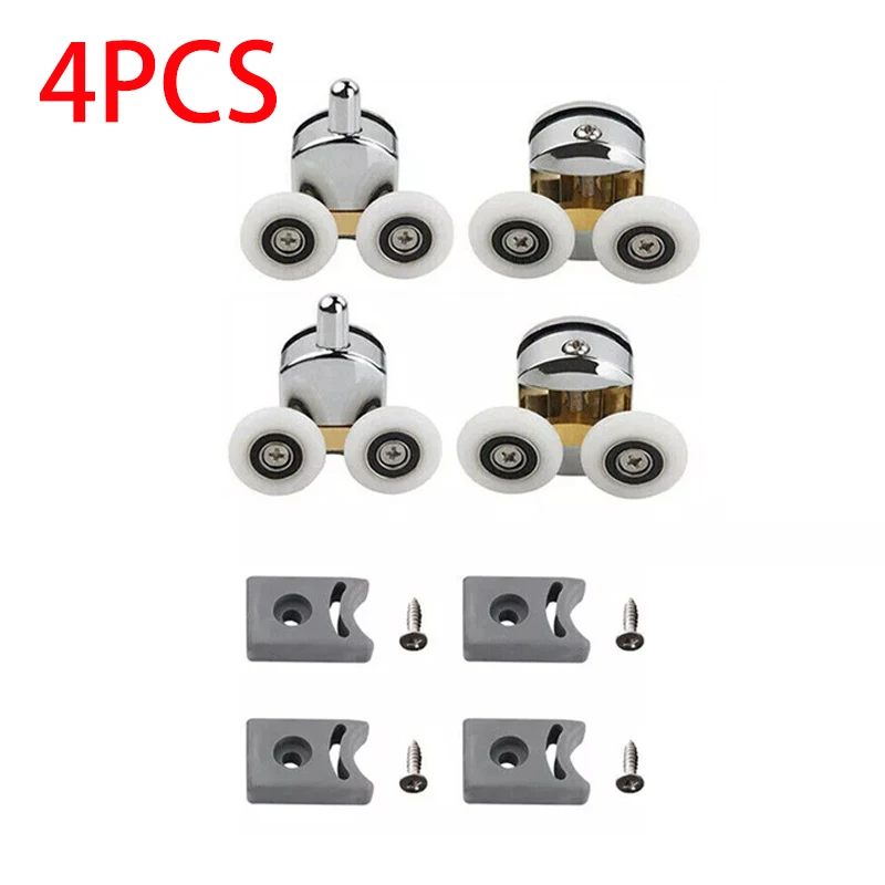 4/8 יח 'מסך מקלחת רולים דלת סגסוגת אבץ גלגלים גלגלים שני לגלגלות רסק גלגל מקלחת גלגל עבור 12-14 מ "מ