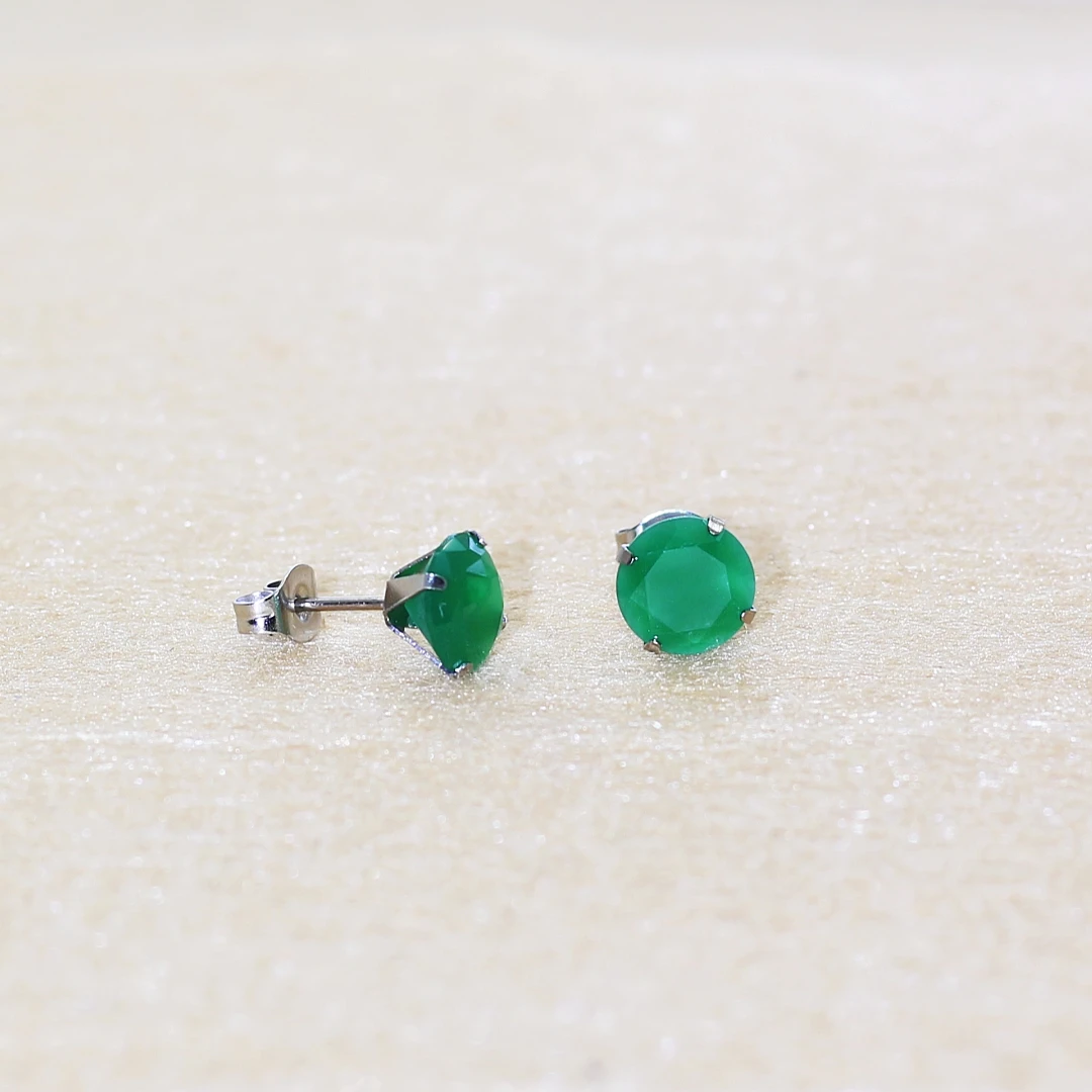 Von 2mm bis 8mm Vintage grüne Steine 316 l Edelstahl Push-up Ohr stecker keine verblassen Allergie frei – Detail 9