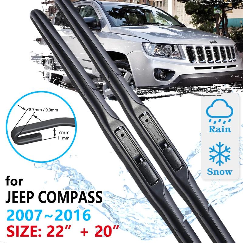 Car Front Wiper Blades For Jeep Compass 20072016 MK1 MK49 Windscreen