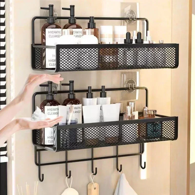 Portable Hanging Wall-mounted Storage Rack No-drilling Bathroom Onion Garlic Seasoning Organizer Kitchen Storage Basket Moisture 2