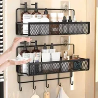 Portable Hanging Wall-mounted Storage Rack No-drilling Bathroom Onion Garlic Seasoning Organizer Kitchen Storage Basket Moisture 2
