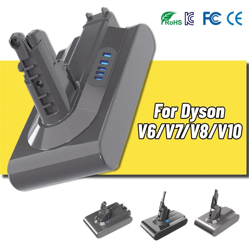 21.6V Per Batteria Dyson V6 V7 V8 V10 Sv09 Sv11 Sv10 Sv12 Dc59 Absolute Fluffy Animal Pro Aspirapolvere Batterie Ricaricabili