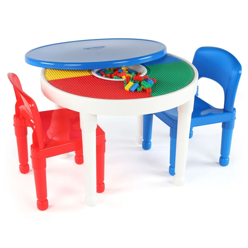 

Humble Crew Playtime 2 in 1 Plastic Building Block-Compatible Activity Table and Chairs Set, Child